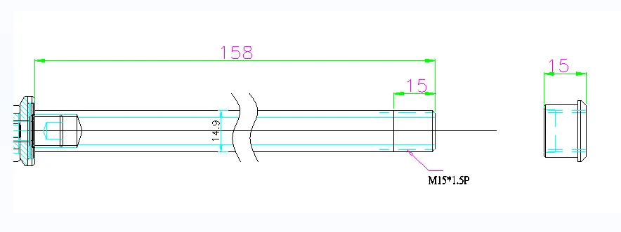 Oś 15mm, wzmocnienie 110mm przez oś dla roweru górskiego MTB Thru-axle 15mm dla przedniego widelca dla rozstawu piasty: 110mm