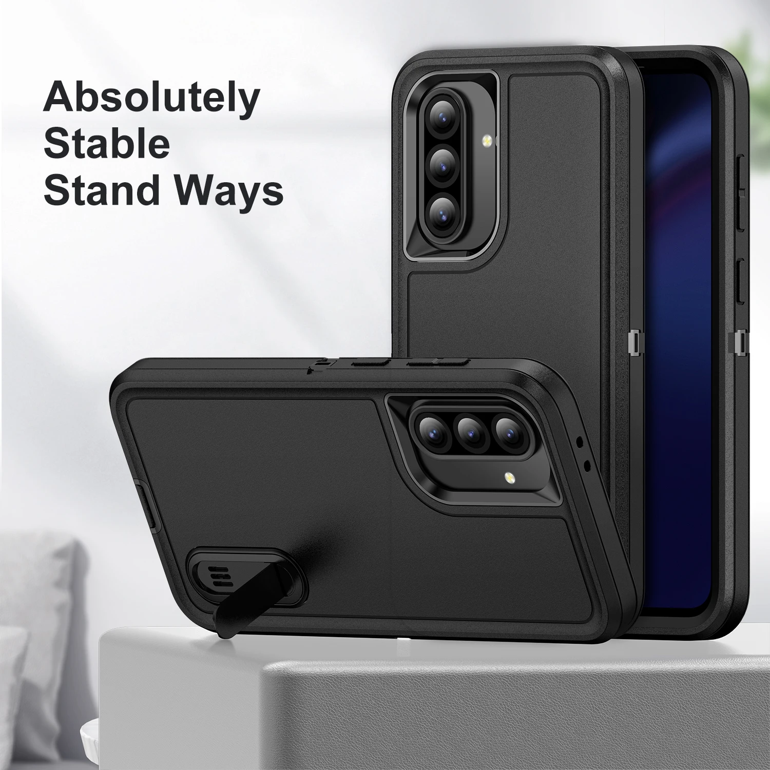 Ultimate 3-in-1 Heavy Armor Phone Case with Hard Plastic Frame and TPU Silicone Back Cover