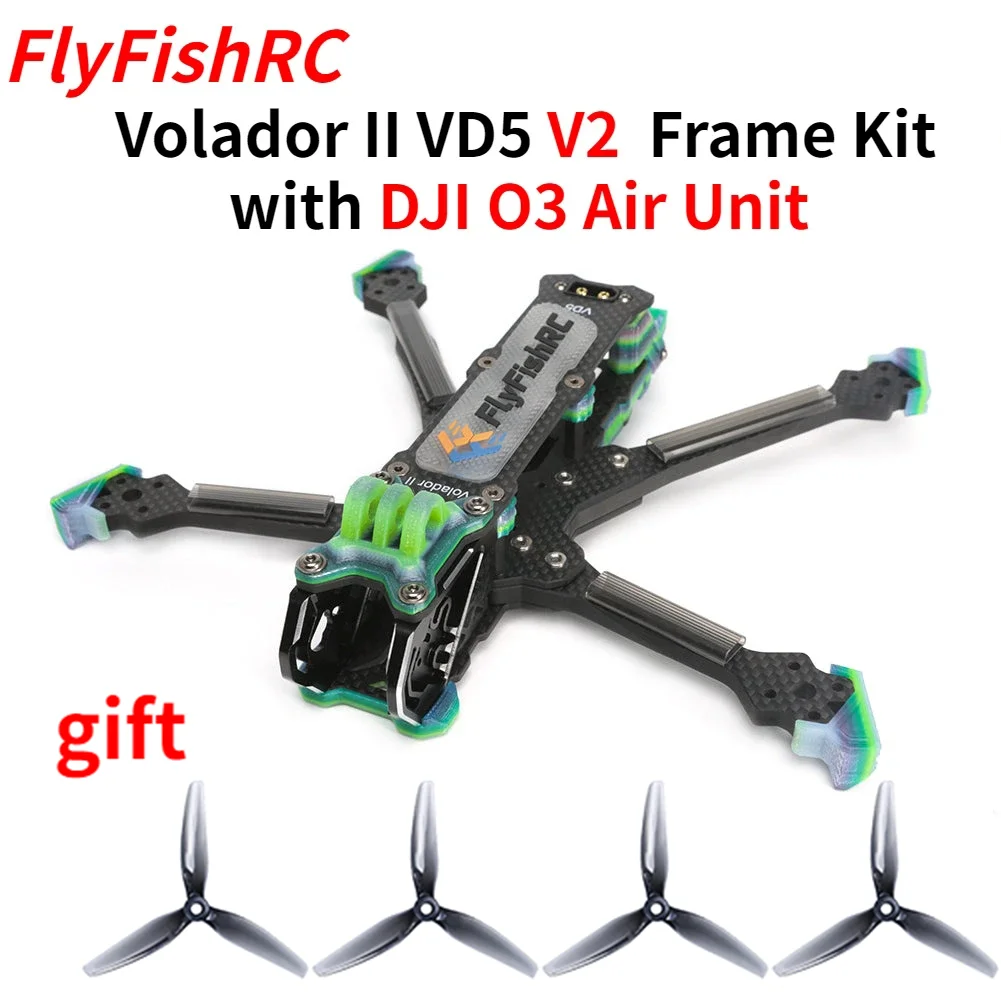 

FlyFishRC VD5 V2 5-дюймовый комплект рамы 5 дюймов Deadcat FPV T700 совместимый с DJI O3 air unit для FPV 4-вертолетного комплекта