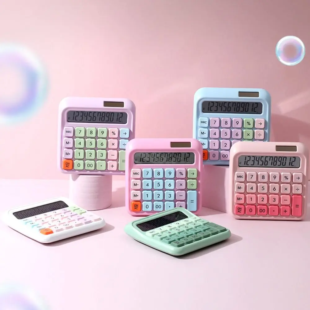 새로운 다기능 데스크탑 계산기 LCD 디스플레이 12자리 수학 계산기 캔디 컬러 데스크 액세서리 회계 계산기