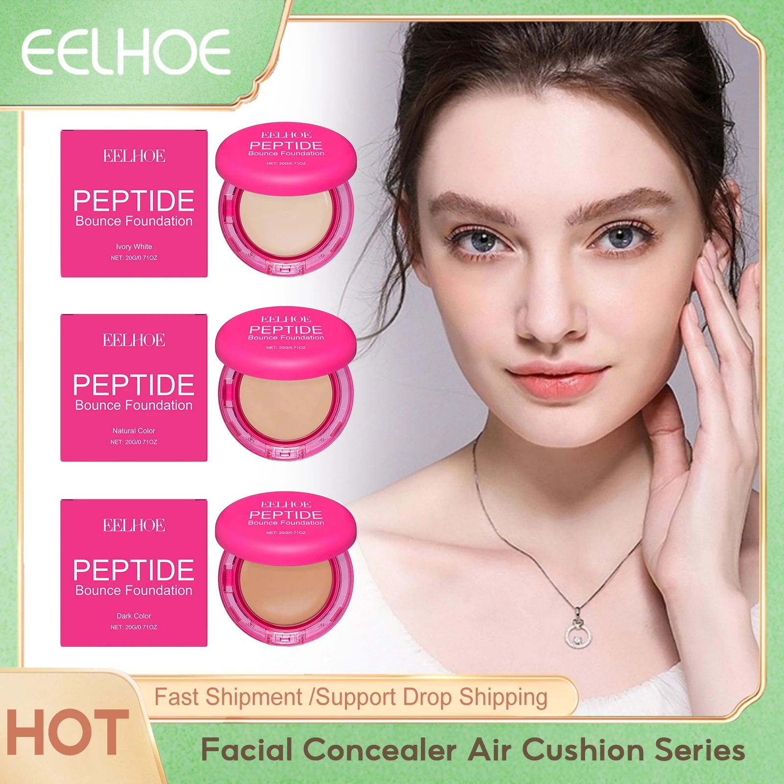Eelhoe Facial Concealer Air Cushion Series Full Coverage Cover Black Eye Circles Oil Control For Dark Skin Makeup Concealer 20g