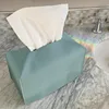 Tissue Box Cover Refined PU Leather Foldable Tissue Box Holder - Decorative Holder/Organizer for Bathroom Vanity Countertop 3
