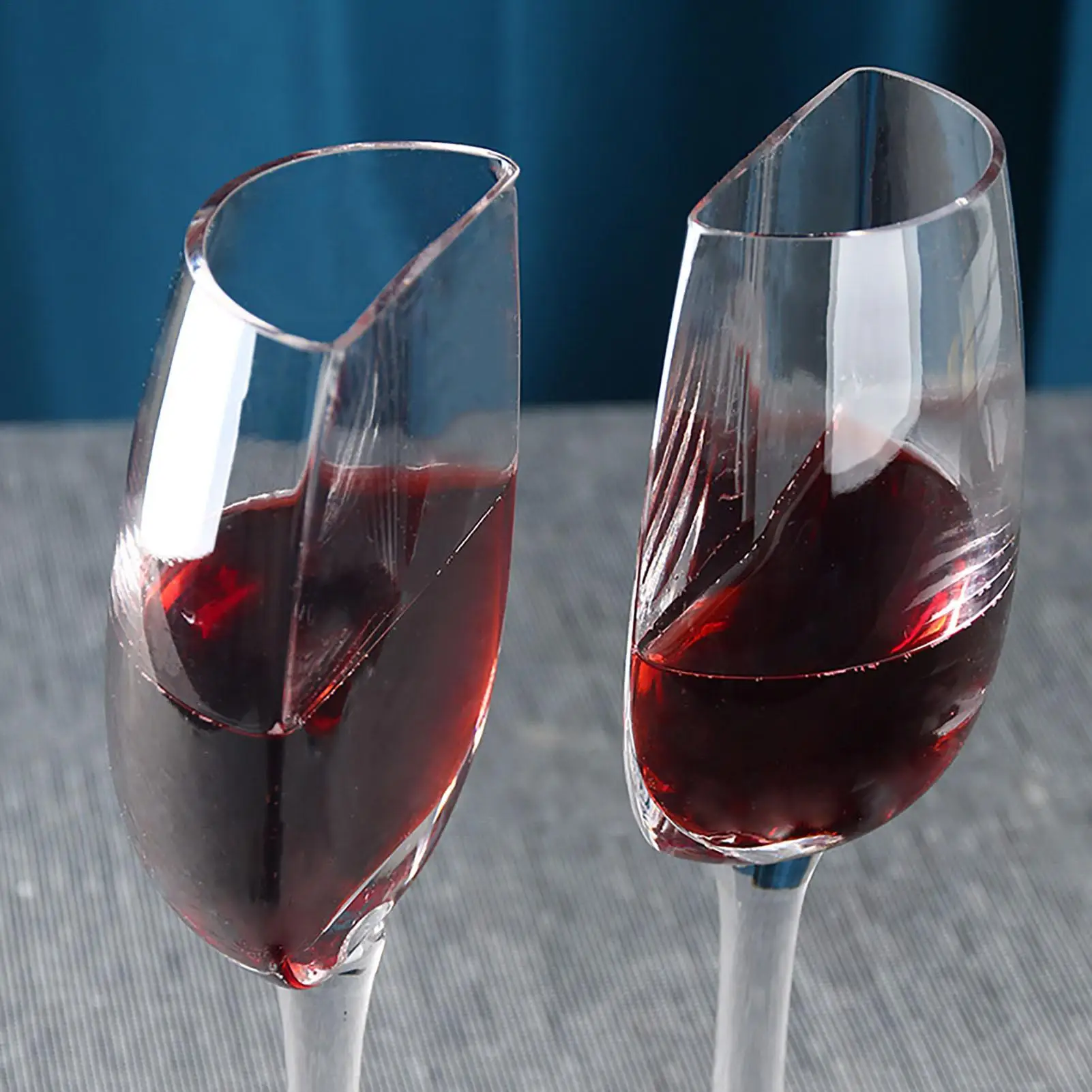 Red Wine Glass Half Red Wine Cup Glass 140ml Flexible Reusable Long Stemmed Glassware Creative Design for Friends Enthusiasts - 5