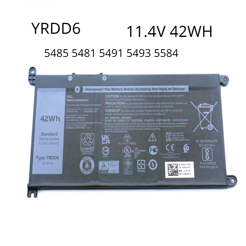 Bateria do Li-íon para Dell 14 5485 5481 5491 7586 em 11.4v 42wh Genuíno Original