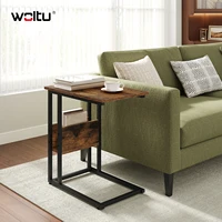 WOLTU Table basse en forme de C Table d'appoint de conception industrielle avec espace de rangement Table de canapé Table de chevet mince pour salon chambre 1