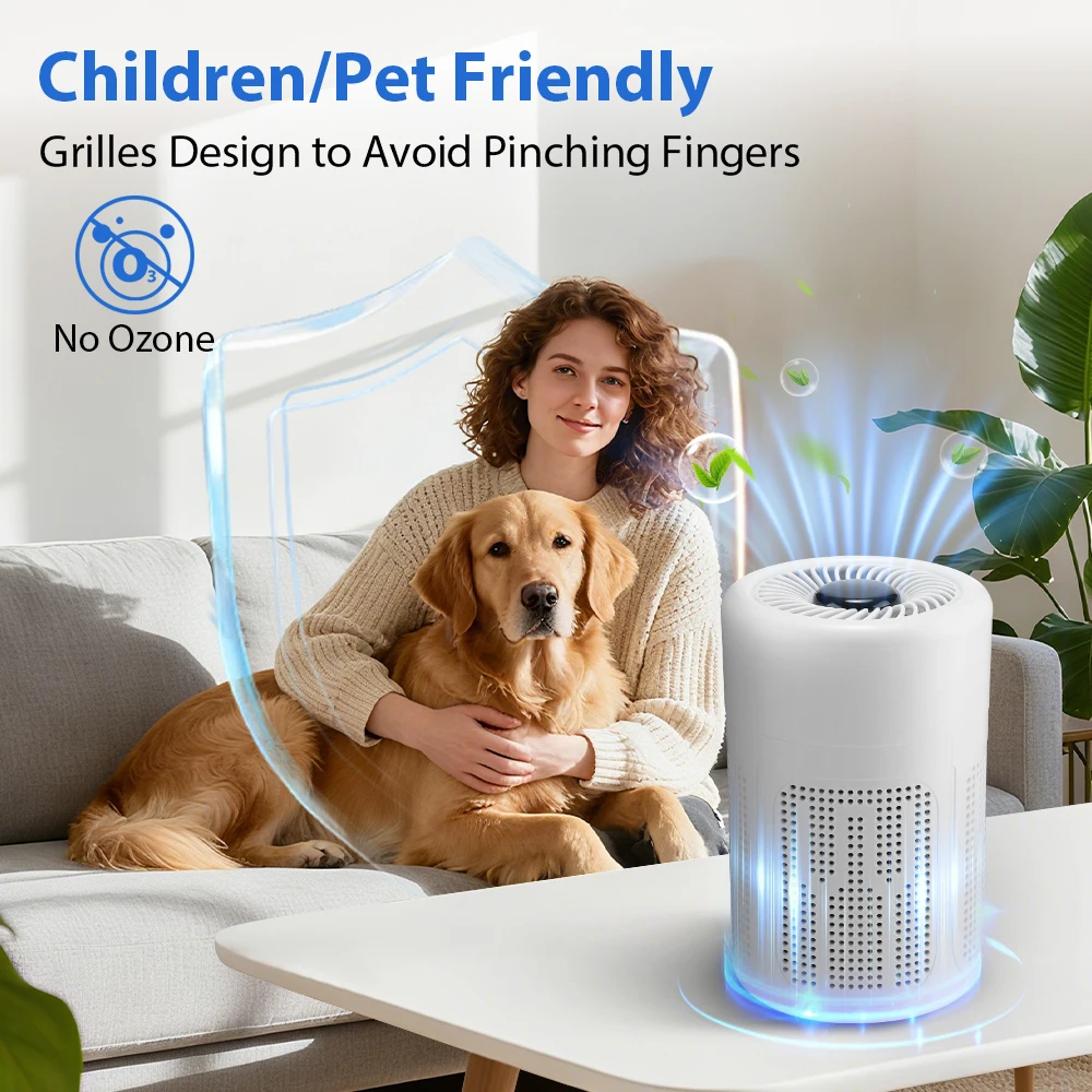 Portable White ABS Mini Air Purifier with HEPA Filter
