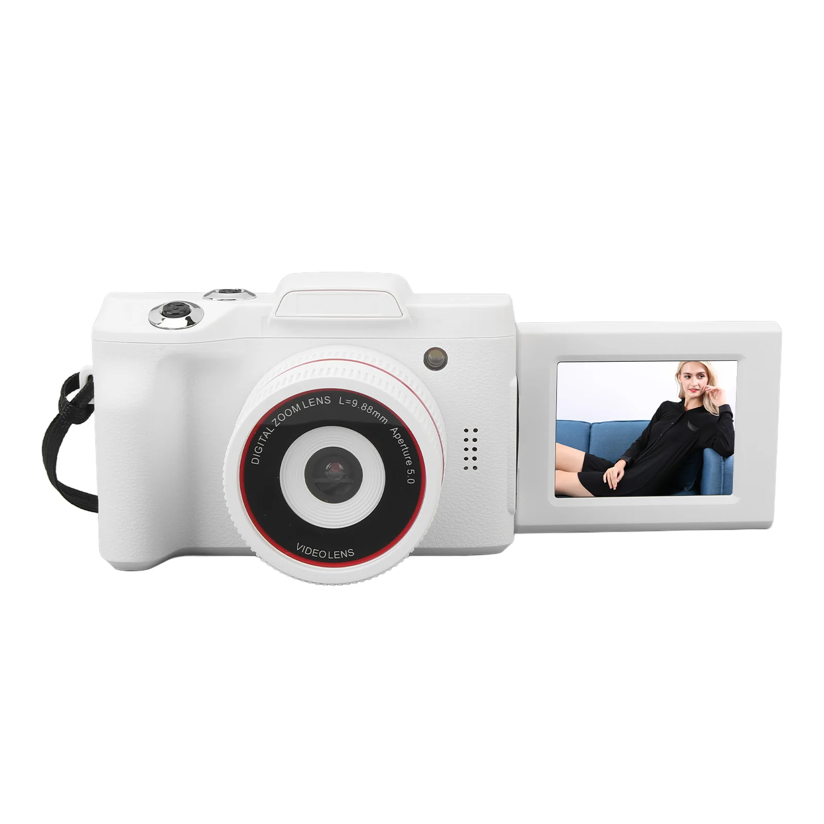 초심자 휴대용 소형 디지털 카메라, HD 16MP 화이트 컬러, 다축 안정화, 스마트 초심자 브이로그 카메라