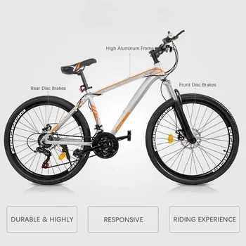 26 Inch Mountain Bike, Aluminum Frame, 21-Speed Dual Disc Brake Bicycle with Lock-Out Suspension Fork, Nomal Wheels Bicycles 6