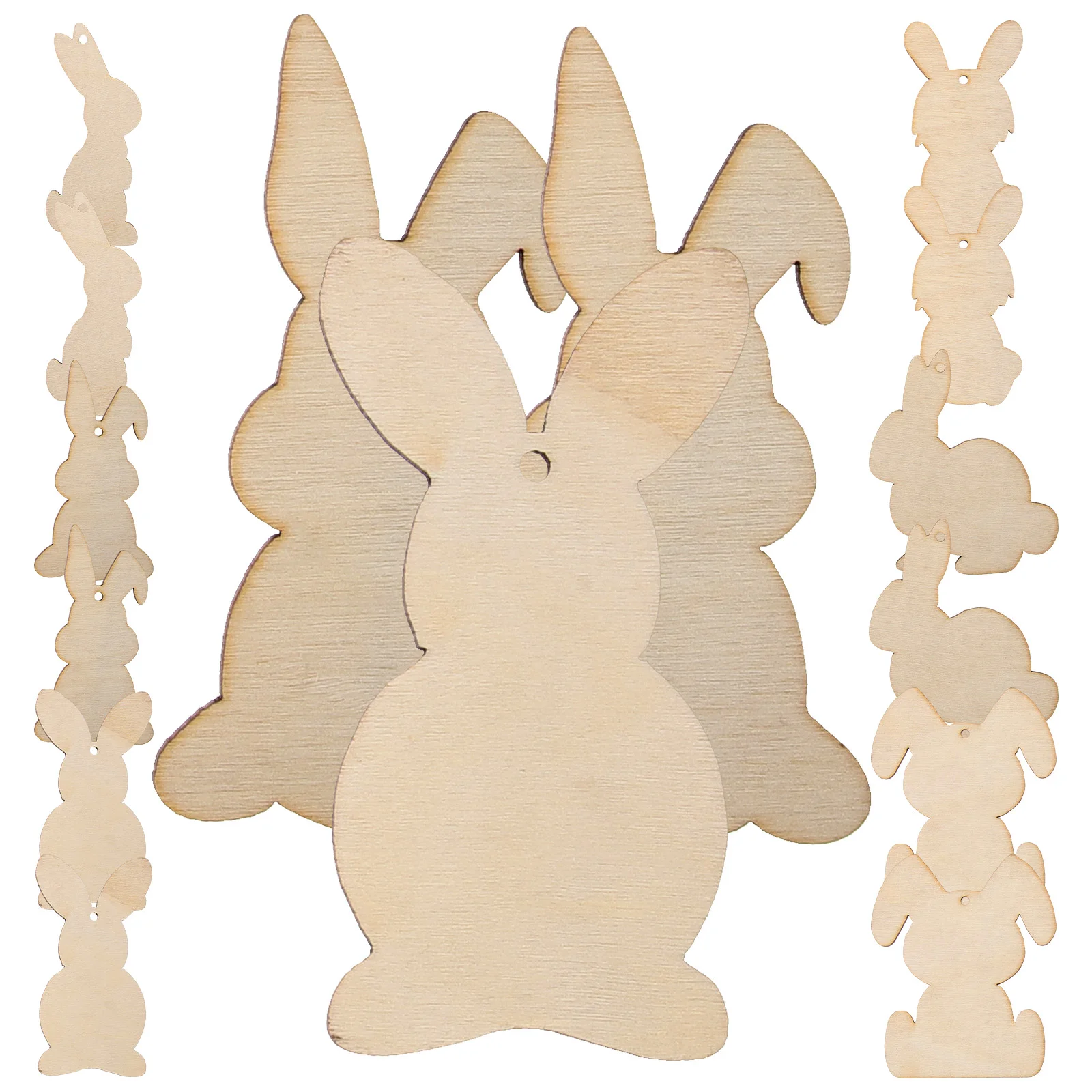 

36 Pcs Rabbit Chips Unfinished Wood DIY Slices Wooden Bunny Decoupage Easter Decorations Party Cutouts