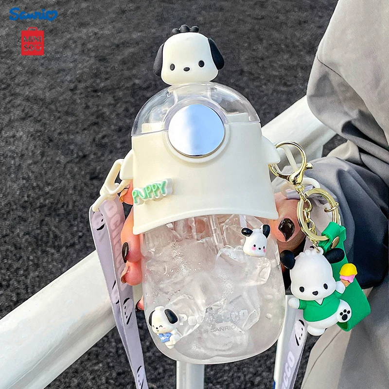 

MINISO 630 мл помпон пурин бутылка для воды 3D герметичная чашка мультяшная My Melody бутылка для воды для милой Kuromi кросс-боди чашка