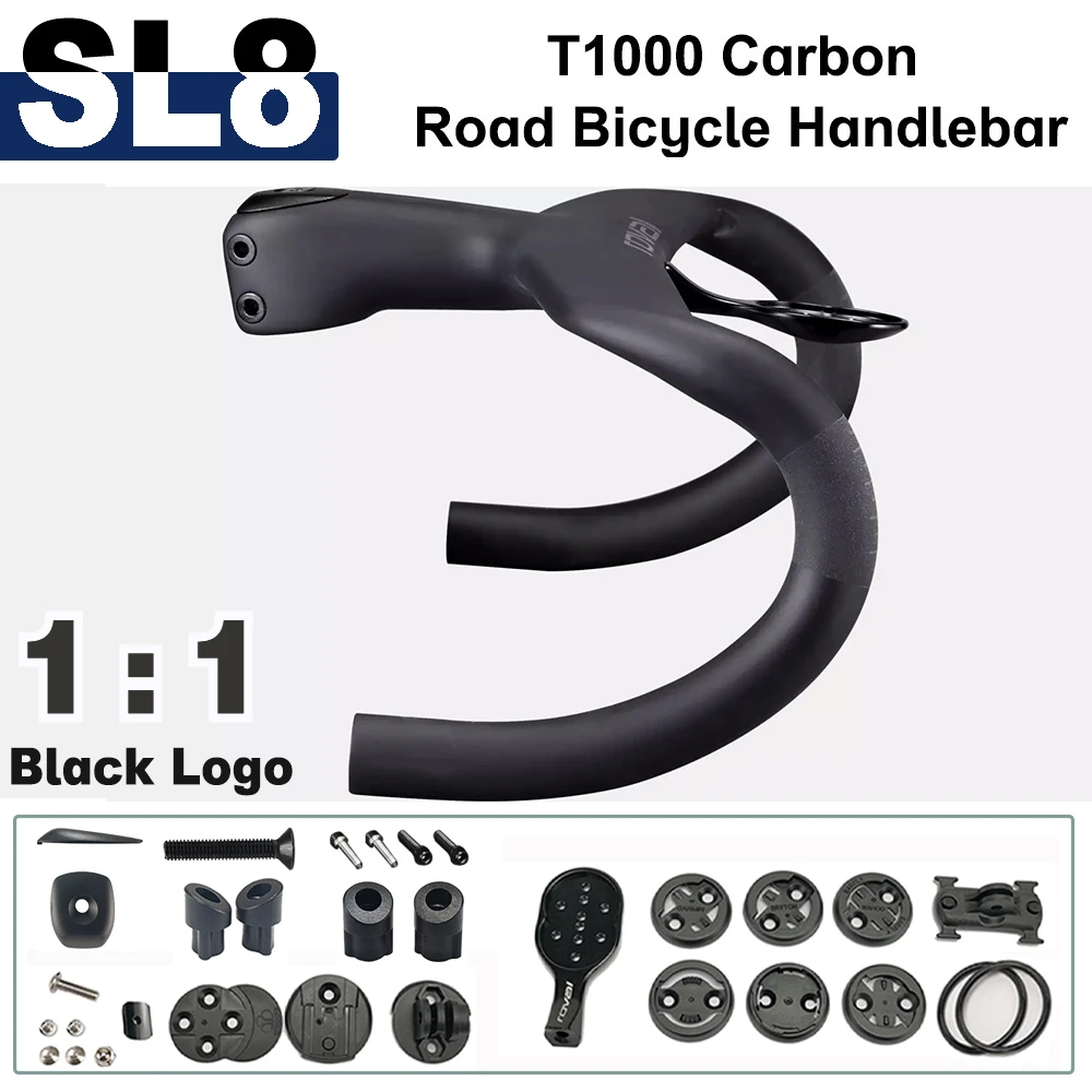 Manillar de bicicleta de carretera SL8 1:1 T1000 de carbono completo, logotipo negro, Cable interno integrado, cabina Di2, piezas de bicicleta