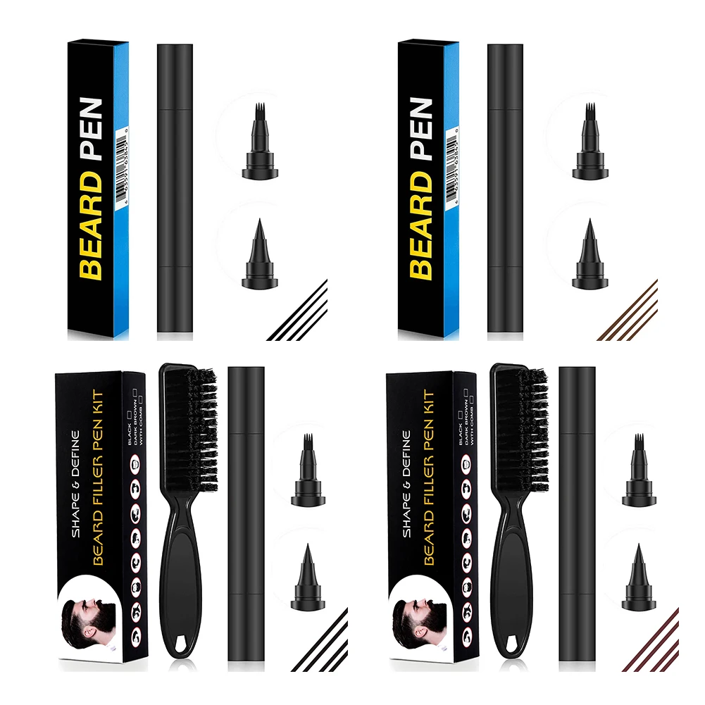 Mustache Repair Pencil Waterproof Beard Shaping Filler Pen Double Head Barber Pencil Coloring Tool for Men for Cosmetic Styling