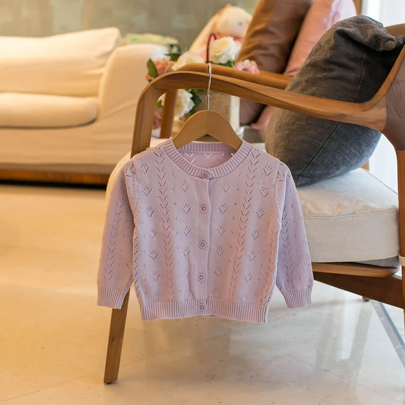 Autumn Kids Knitted Cardigan Hollow Out Shirt