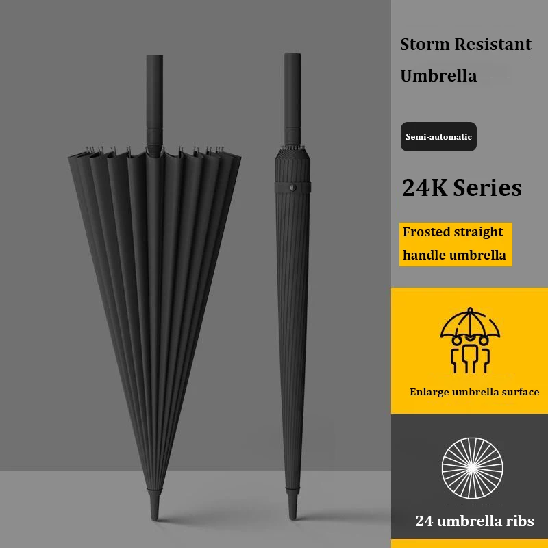 24 Ribs Long Handle Business Umbrella Men Integrated Button Automatic Opening Large Wind-Resistant Umbrella Female Parasol automatic umbrella wind resistant umbrella windproof umbrella