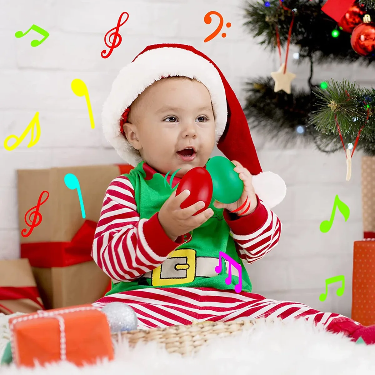 Baby-36Pcs Orff 악기 18 계란 셰이커 및 18 어린이를위한 조절 가능한 손목 핸드 밴드 벨, 크리스마스 파티,