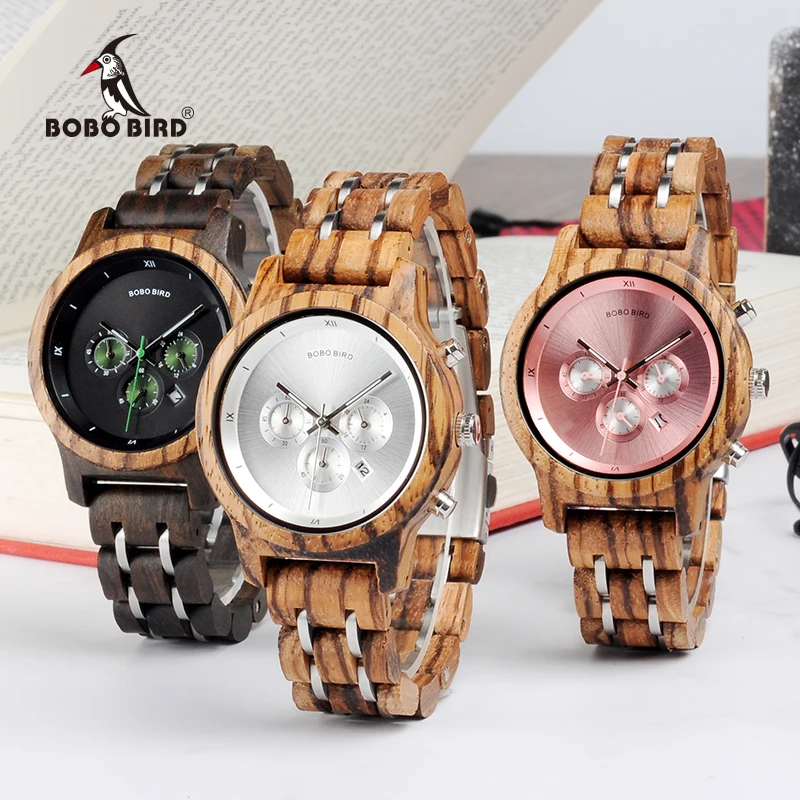 BOBO BIRD Women Watches Luxury Chronograph Watch with Auto Date Versatile Ladies Wooden Timepieces Custom Couple Quartz Watch 2