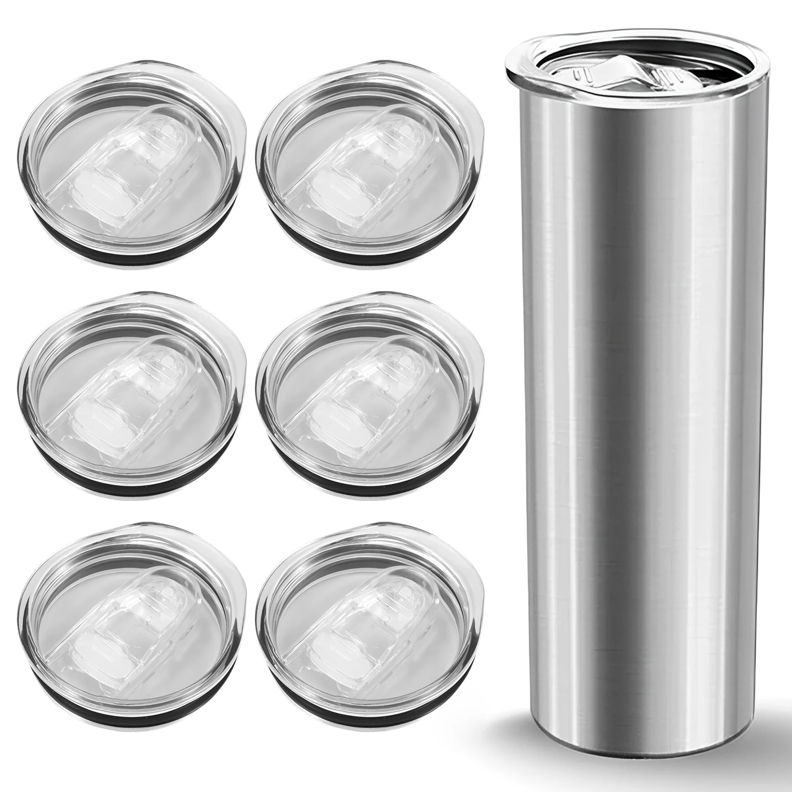 6Pcs Skinny Tumbler Lid Plastic Tumbler Replacement Lids Splash Resistant Tumbler Covers for 20oz Skinny Stainless Steel Tumbler