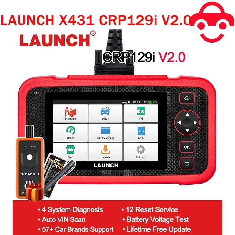 

2024 New-LAUNCH X431 CRP129i V2.0 OBD2 Scanner Car Diagnostic Tools ABS SRS Engine AT 4 System Scanner + 12 Reset Free Update