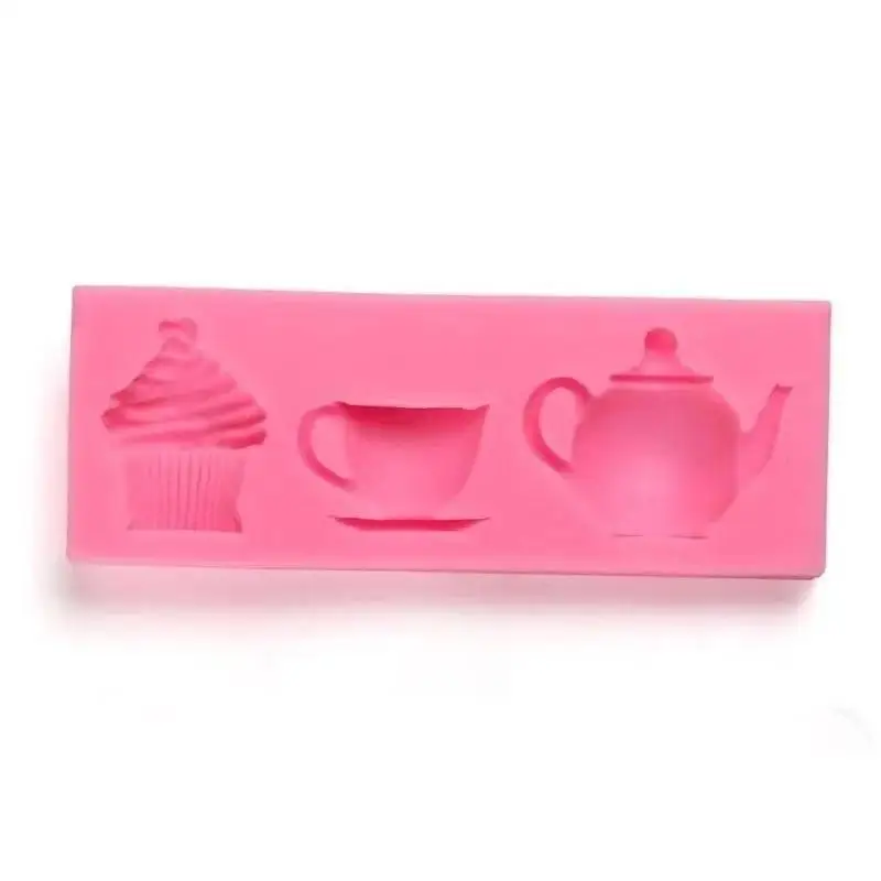 3D Creative Shape Teapot Cup Cupcake Silicone Fondant Mold Cake Pastry Decor Sugar Craft Mould Baking Tools Accessories Supplies