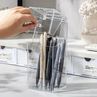1pc Compact Desktop Storage Bucket with Lid Supply Organizers for Makeup Brush, and Cosmetic Accessories Dustproof, SpaceSaving, 1