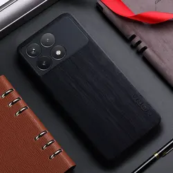 Bamboo Wood Pattern Leather Phone Case - Premium Protection with Stylish Design for Poco F5 (Black)
