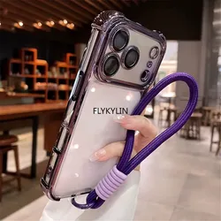 Electroplated Shockproof Phone Case with Hand Strap - Transparent Soft Cover for OPPO Reno16 Pro 5G (4)