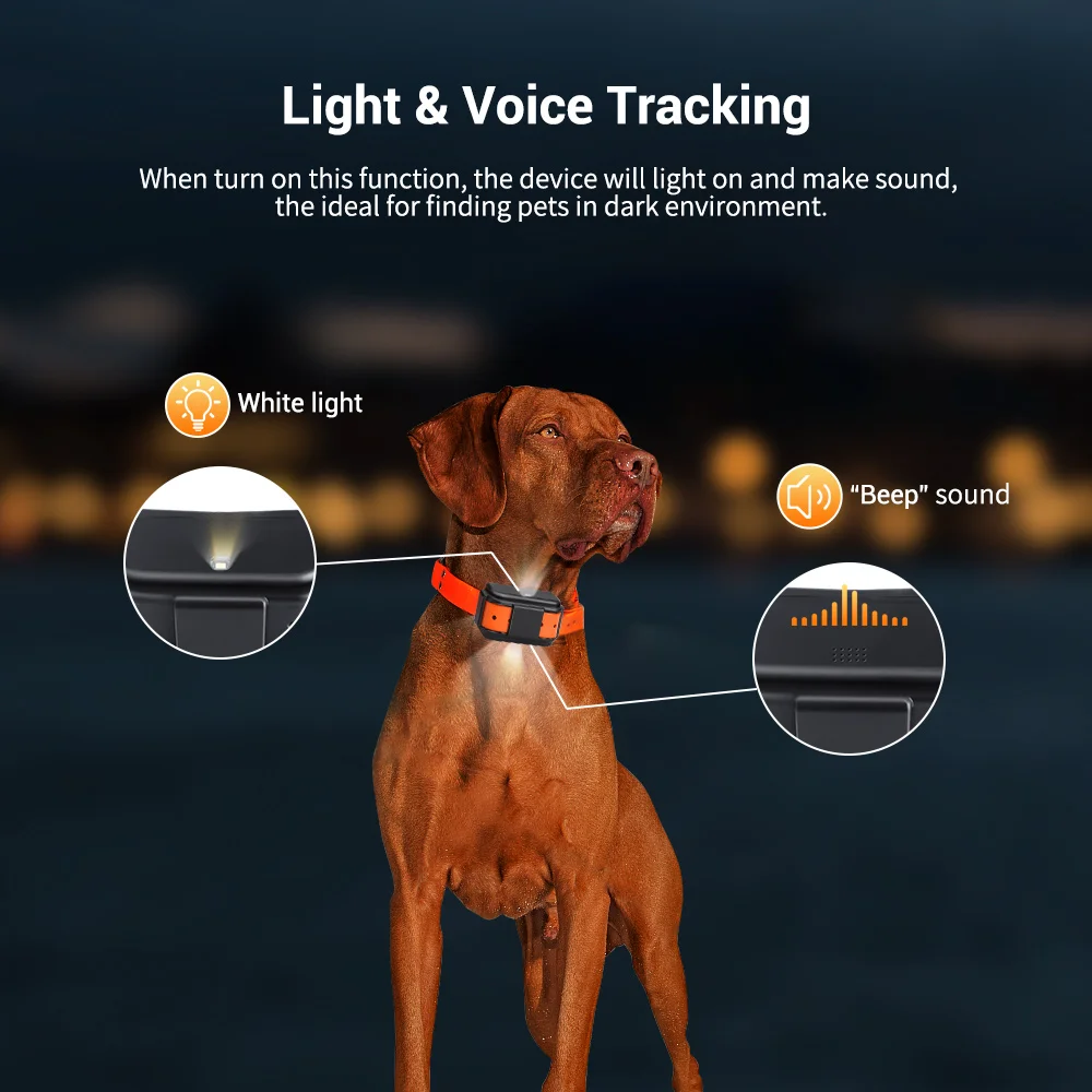 Pet GPS Tracker 4G 4000mah Long Battery Life Waterproof Dogs GPS Sound Light Tracking Hound Location Device MiCODUS MP50G