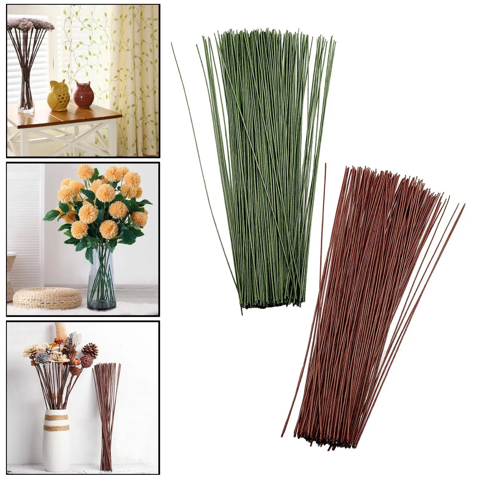 

100 Pieces Floral Stem Wire 22 Gauge Artificial Flower Stem for Bouquet Stem