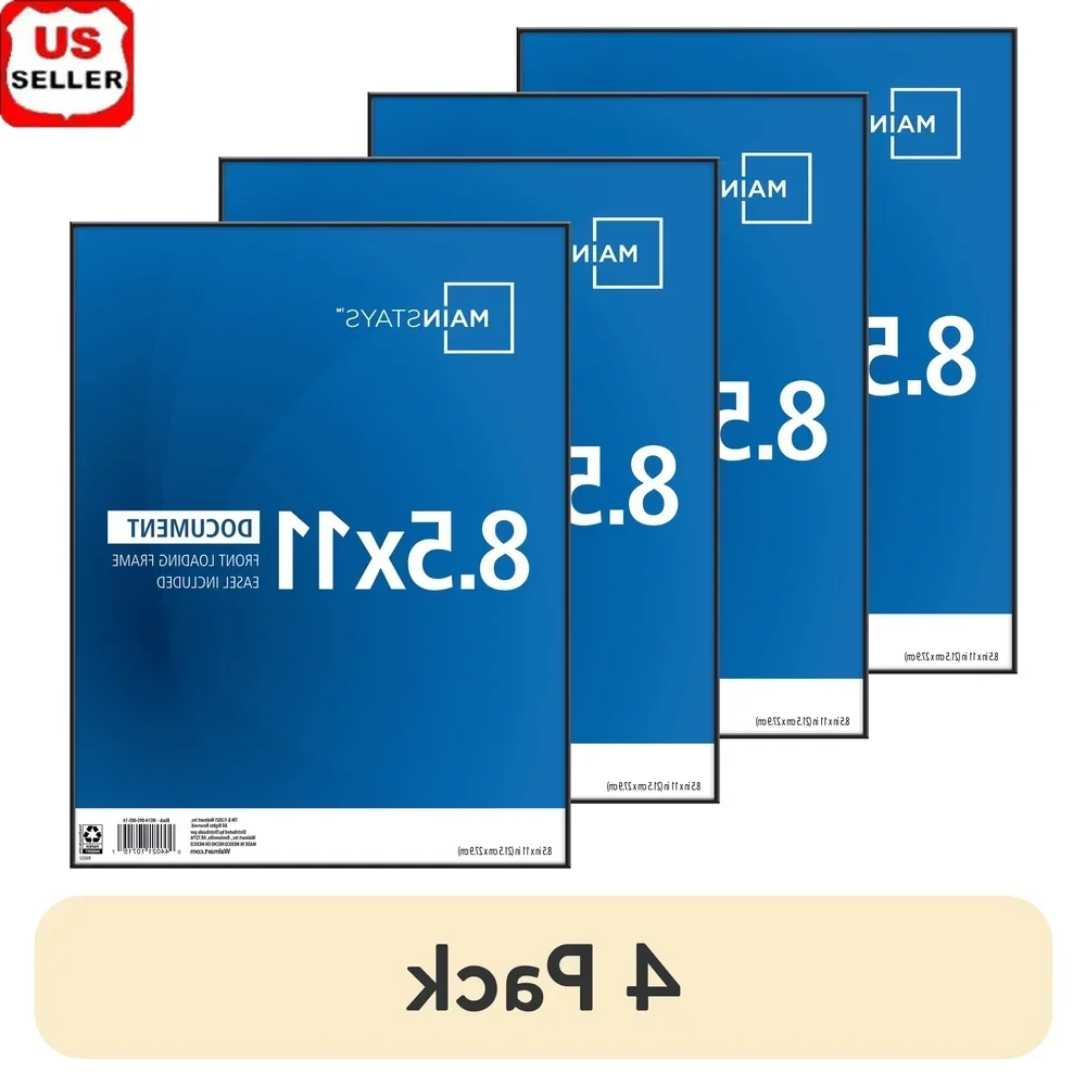 4 Pack 8.5x11 Front Loading Picture Frames Glass Tabletop Easel Wall Mount Home Office Decor