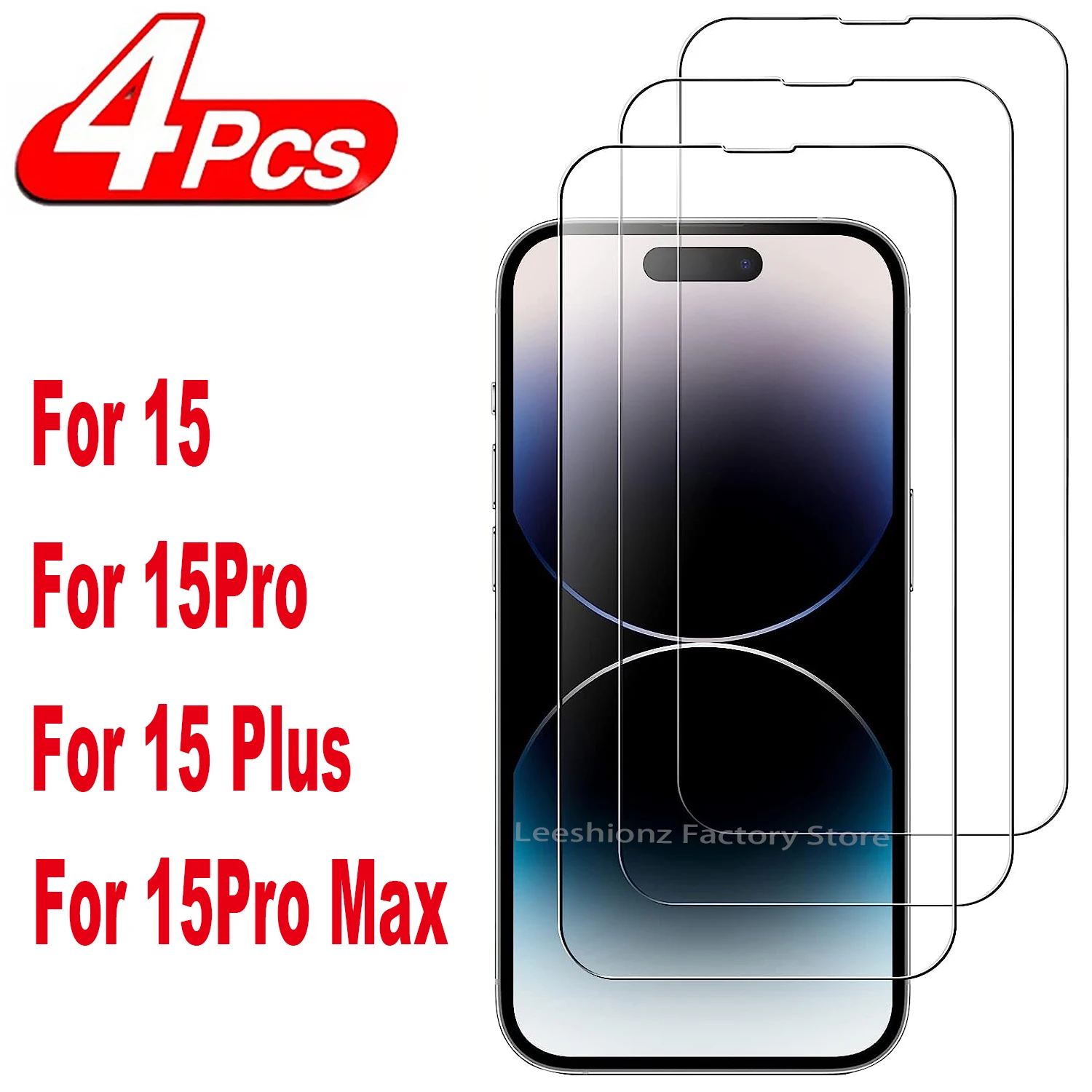 2/4Pcs High Auminum Screen Protector Glass For iPhone 15 Pro Max Plus Tempered Glass Film