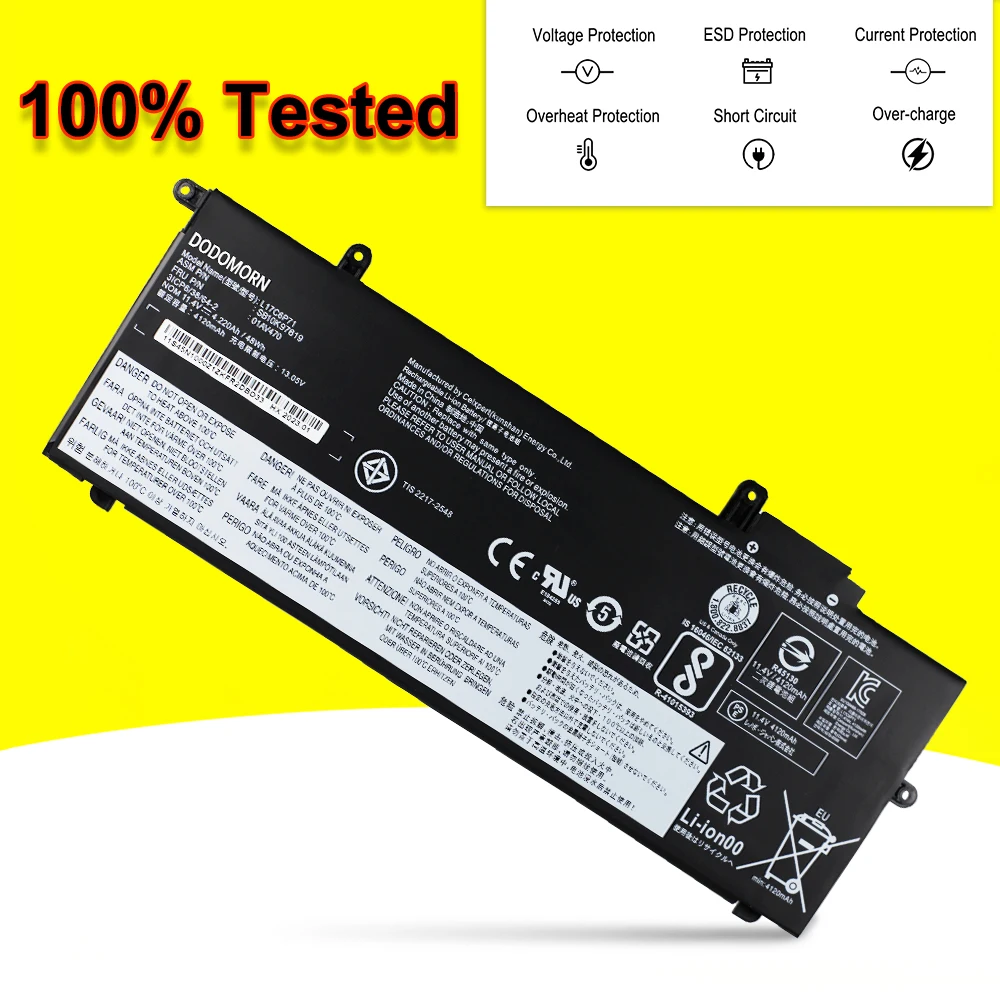 Bateria do Portátil para Lenovo Thinkpad Thinkpad X280 01av470 01av471 01av472 L17m6p71 L17l6p71 L17c6p71 Sb10k97619 48wh 11.4v - Imagem 2