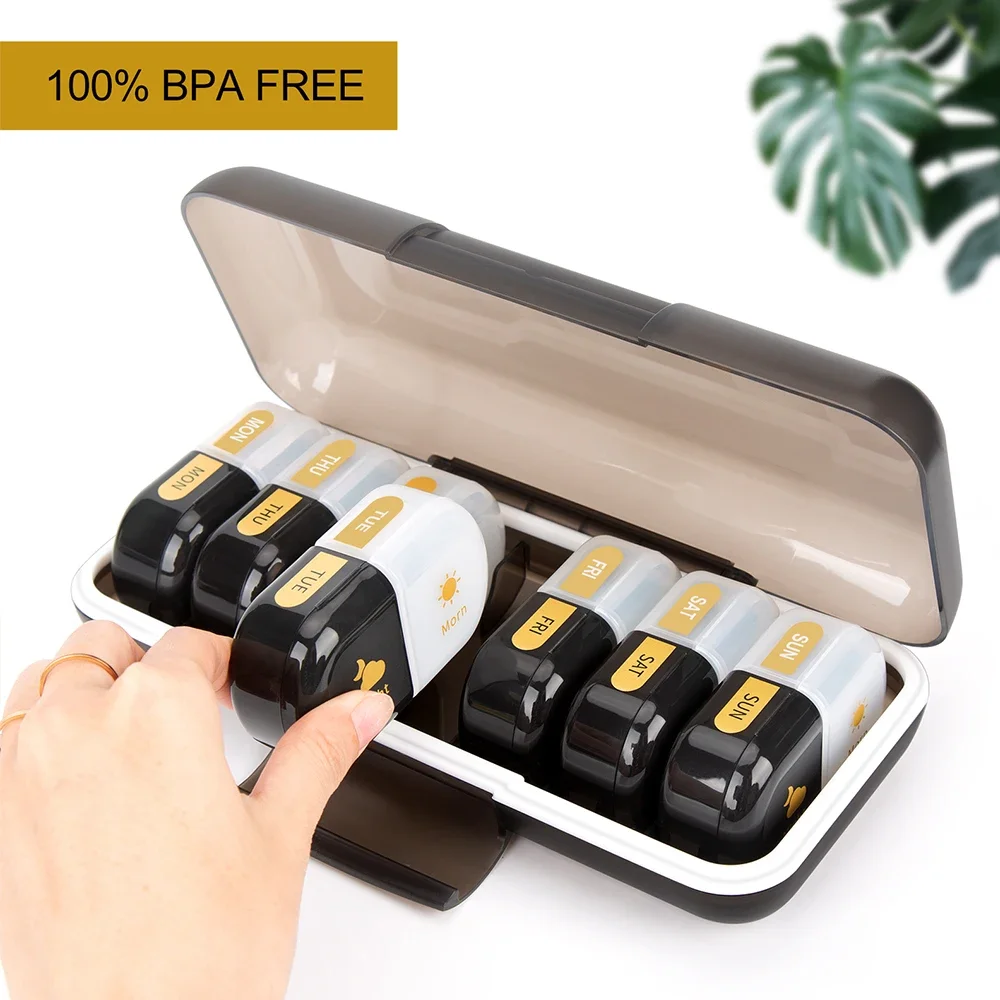 Extra Large Weekly Pill Organizer 7 Day & 2 Times Pill Organizer Pill Box 14 Compartments Detachable Design Portable to Carry