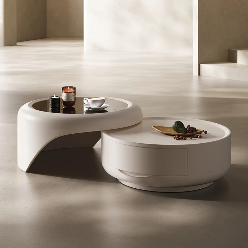 

Cream Style round Tea Table Can Be Divided into Suitable Minimalist Creative Circle and Creative Tea Table