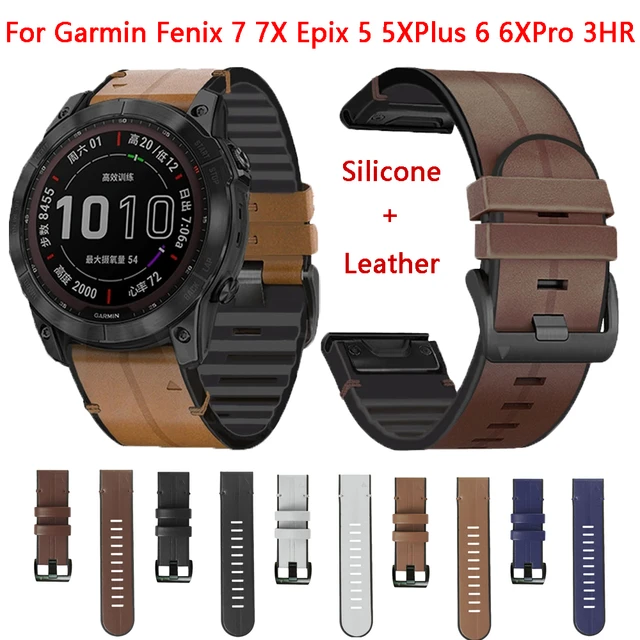 Correas de silicona de cuero genuino para reloj inteligente, pulsera de 22  y 26mm para Garmin Fenix 7, 7X, 6, 6X Pro, 5X, 5 Plus, Epix Gen 2