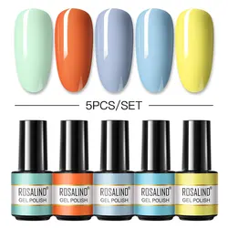 ROSALIND 5PCS Set Gel Nail Polish Set Nail Kit Glitter Vernis Semi Permanent Nail Art Base Top Coat UV Gel Polish Hybrid Kit