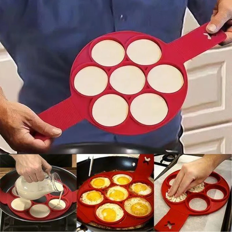 Egg Pancake Mold Nonstick Pancake Maker Silicone Egg Cooker Fried Shaper for Kitchen Baking