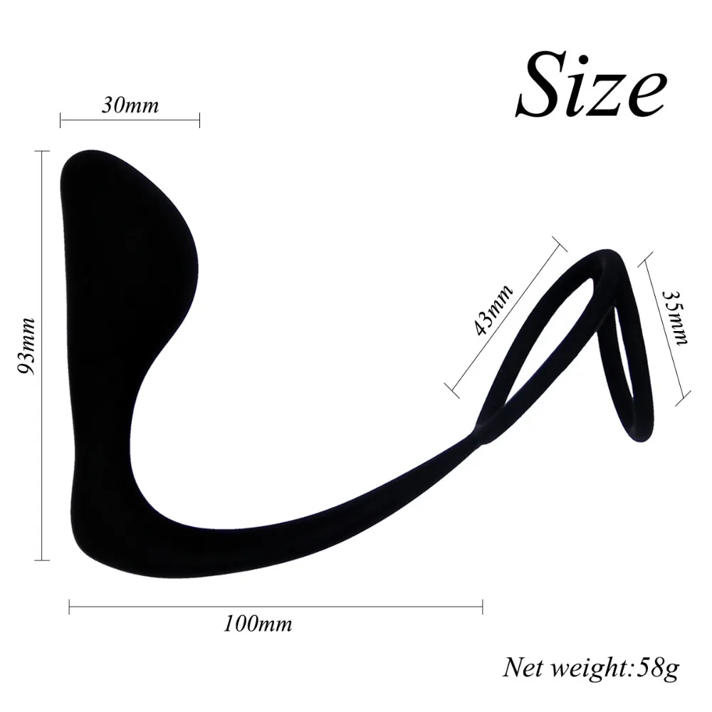 Silicone Black Anal Plug Male Prostate Massager Cock Ring
