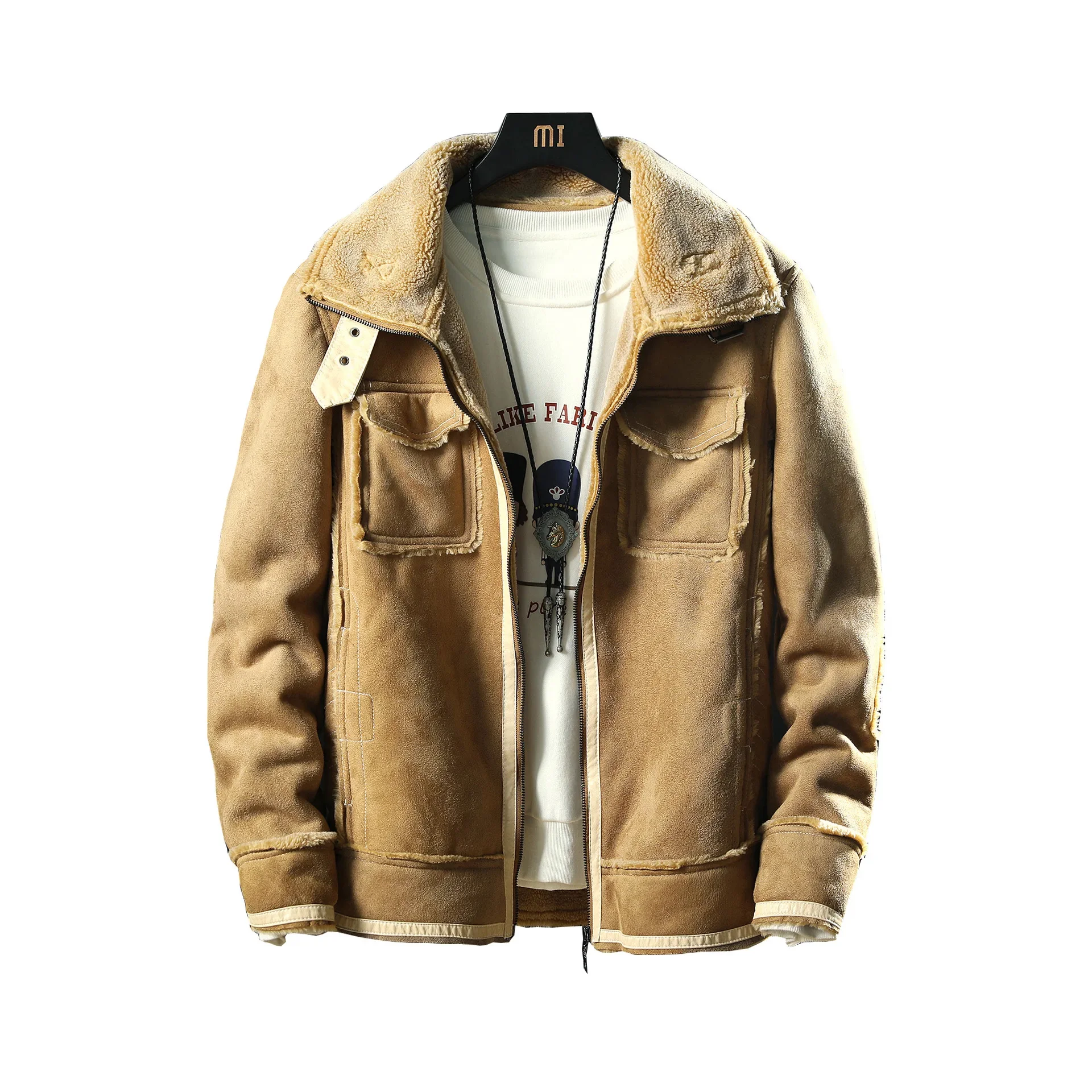 

Men Jackets Autumn Winter New Men's Casual Plus Size 5XL Fur Velvet Padded Warm Jacket Outwear Long Sleeve Overcoat Cardigan Top