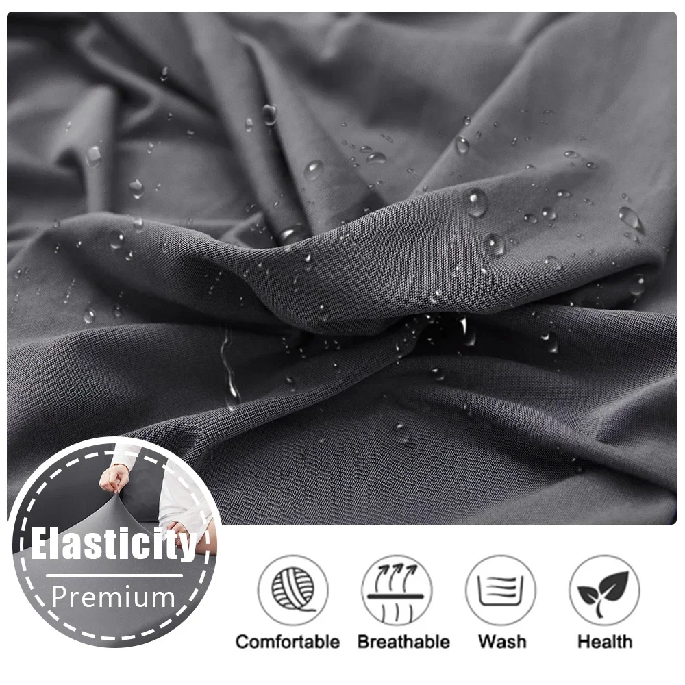 Waterproof Fully-wrapped Elastic Corner Sofa Covers 1/2/3/4 Seats Solid Couch Cover L Shaped Sofa Cover Protector Bench Covers 4