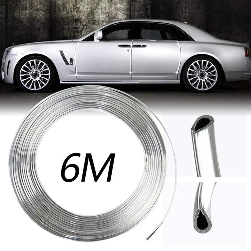 Chrome Moulding Trim Strip 6 Meters Car Door Edges Scratch Guard