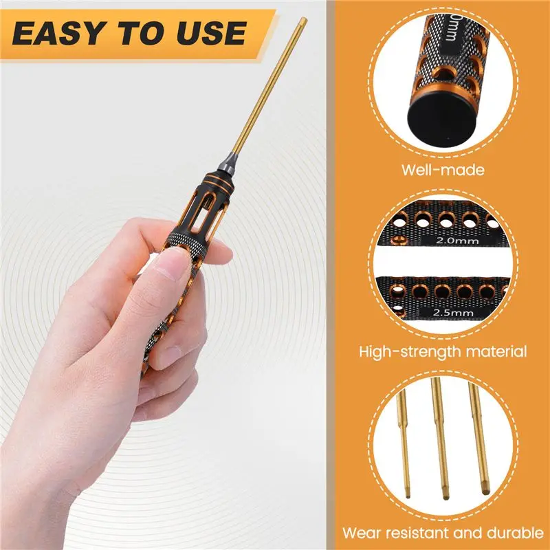 강력 추천-4개/세트 티타늄 도금 1.5mm/2mm/2.5mm/3mm 육각 드라이버 나사 드라이버 도구 RC 모델 자동차 보트 항공기용