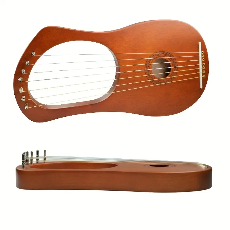 7/16-String Lyre Harp-Portable Small Harp Instrument Continuous Lingering Tone For Music Lovers Performances & Home Practice