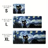 Starry Night mouse pad with cute black cat, study and office use, office accessories, rectangular workstation pad - durable, wat 6