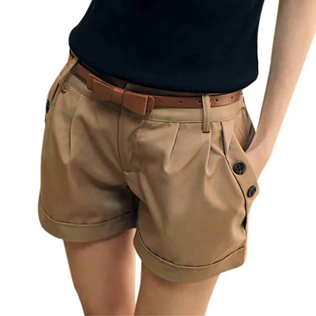 

Women Summer Shorts Harajuku Mid Waist Pockets Office Ladies Work Shorts Straight Cool Vintage Solid Color Women Shorts Leggings