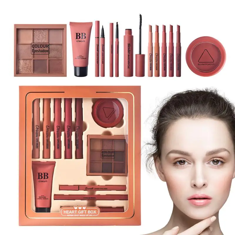 

Полный набор для макияжа, 11 шт., многофункциональные женские наборы для макияжа, тени для век, тушь для ресниц, подводка для глаз, BB крем, стартовый набор для макияжа