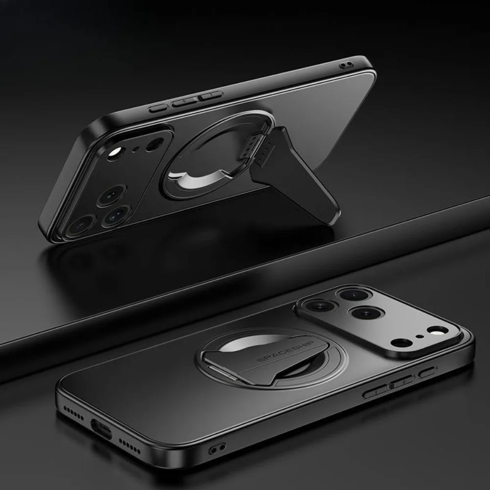 Metallic Magnetic Folding Kickstand Shockproof Case with Wireless Charging Support