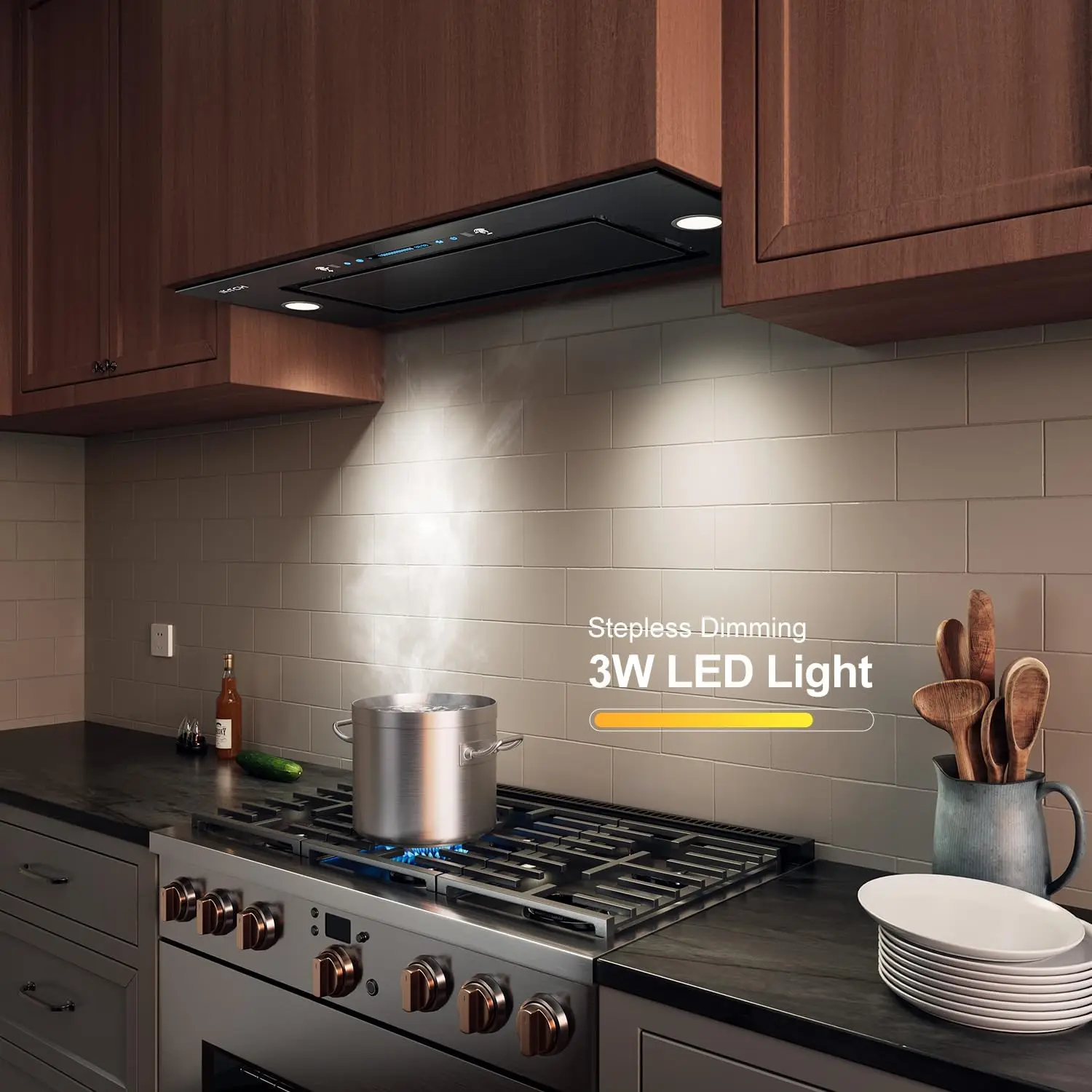 New 36" Range Hood Insert 900 CFM Ducted/Ductless Range Hood with 4 Speed Fan Black Stainless Steel