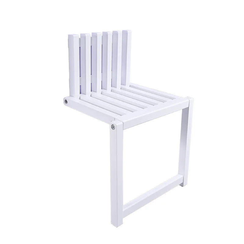 Wall Mounted Folding Chair Solid Wood Porch Chair Door Shoe Cabinet Hidden Footstool Folding Bathroom Balcony Living Stool