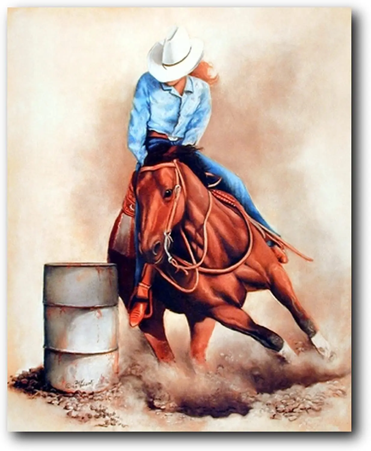 

Western Cowgirl Rodeo Barrel Racing Wall Decor Picture Art Print Poster