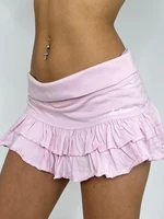 Rockmore Y2K Aesthetics Pleated Mini Skirts Women Fairycore Kawaii Ruffles Patchwork Solid Retro Skirts 2000s Coqutte Clothes 1